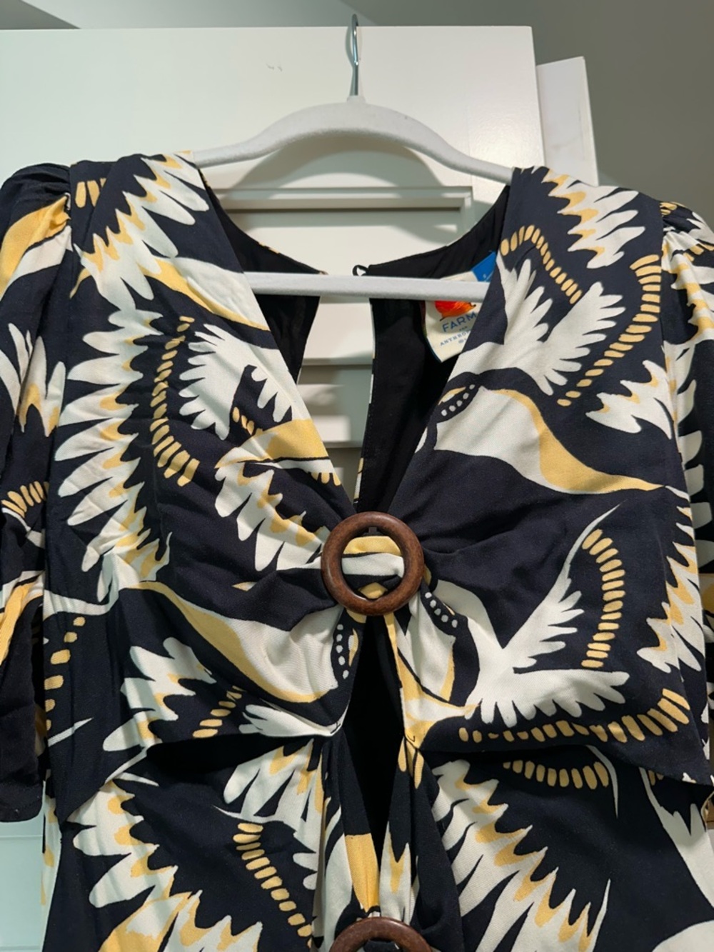 Farm Rio Black, White & Green Printed Jumpsuit with Yellow Accents - Picture 5 of 6